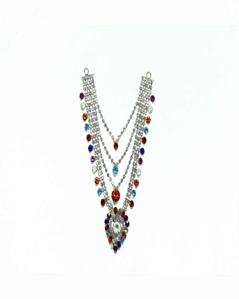 Vibrant Multi-color Stone V-shape Adornment Sparkling Crystal Piece