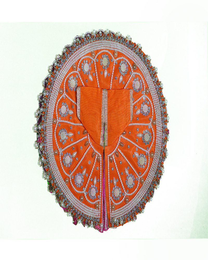 Vibrant Orange Laddu Gopal Poshak With Pearl & Stone Floral Work