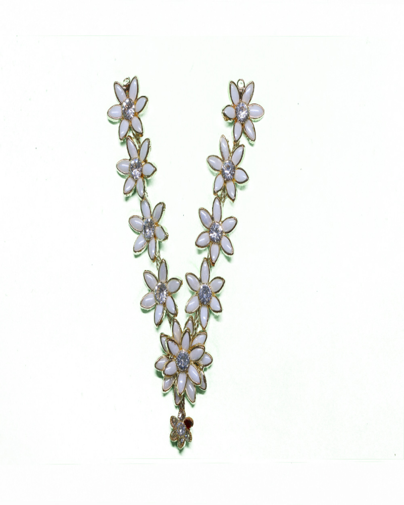 White Floral Stone Adornment Elegant Blossom Piece