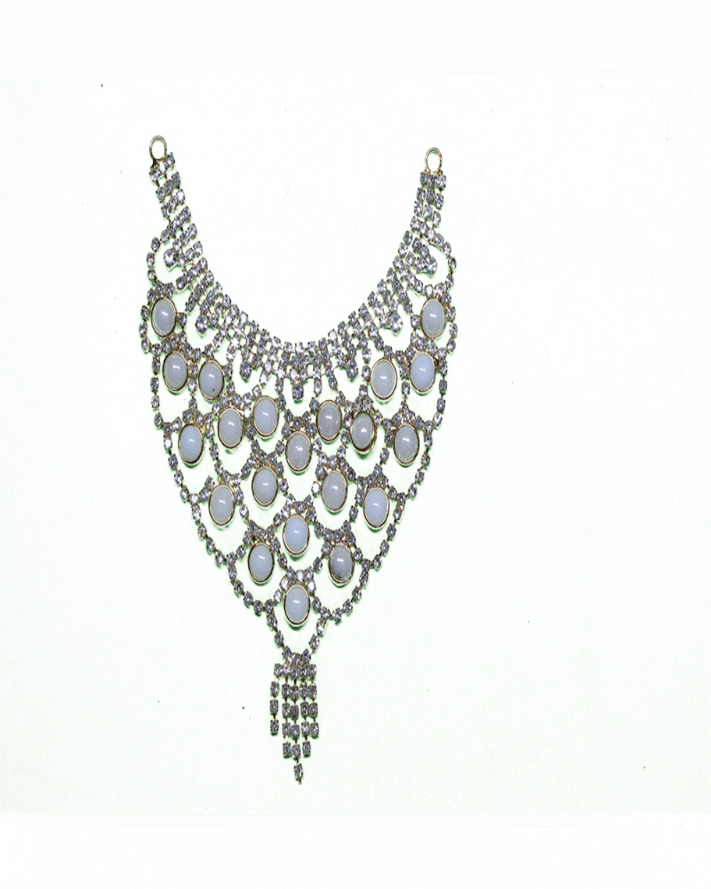 White Stone & Crystal Curved Adornment Luminous Piece