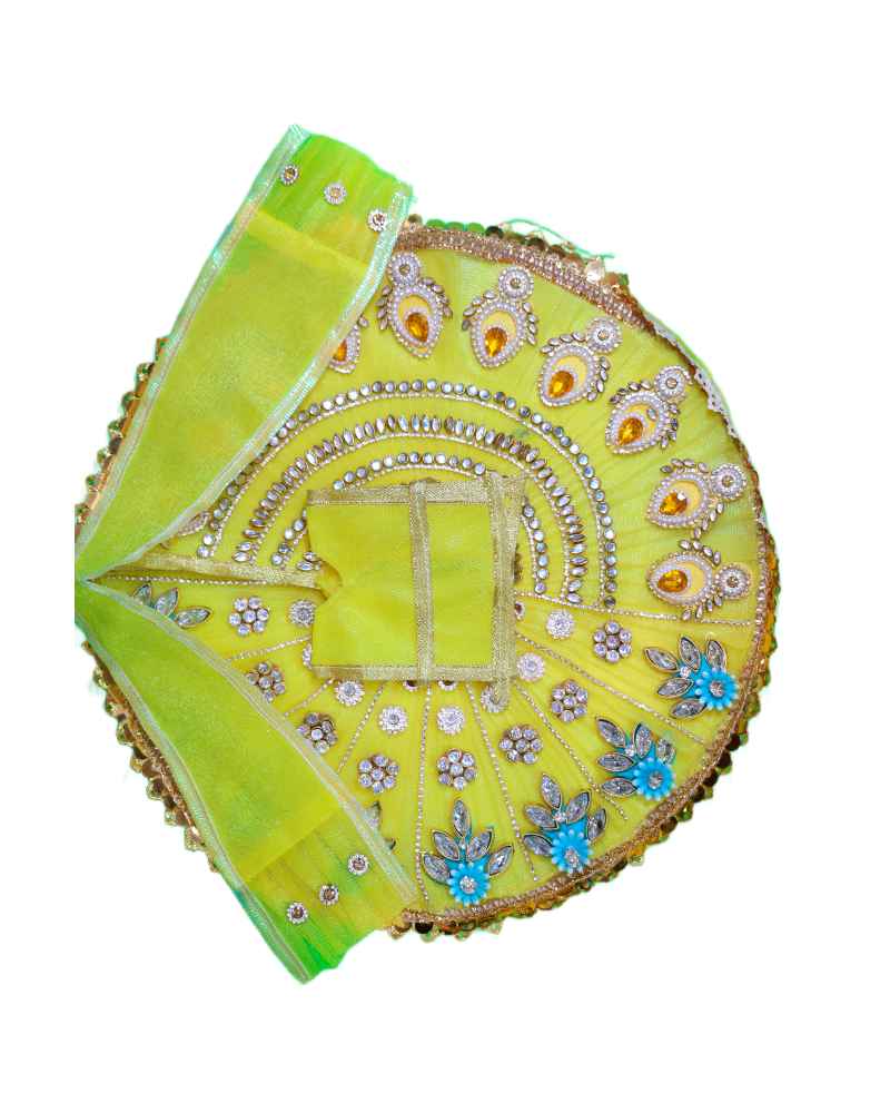Yellow Dress For Laddu Gopal With Stone Work