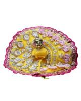 Yellow colour dress with pink border for laddo gopal