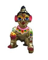 Laddo gopal in asth dhatu with colourful shringar