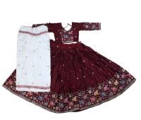 Beautiful Mehroon Elephant Print Gopi Dress, Perfect For Festivals, Garba & Dandiya Nights