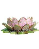 Decorative Lotus-Shaped Deity Pedestal Beautiful Pink And Green Singhasan With Detailed Embellishments For Janmashtami And Special Occasions