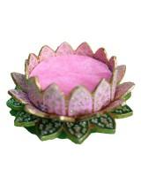 Decorative Lotus-Shaped Deity Pedestal Beautiful Pink And Green Singhasan With Detailed Embellishments For Janmashtami And Special Occasions
