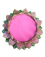 Decorative Lotus-Shaped Deity Pedestal Beautiful Pink And Green Singhasan With Detailed Embellishments For Janmashtami And Special Occasions