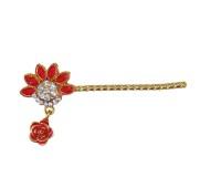 Laddu Gopal Bansuri for Krishna Idol | Decorative Golden Flute with Stone & Leaf Design