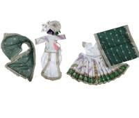 Beautiful radha Krishan Poshak for Hariyali Teej in White and Green contrast with lace work