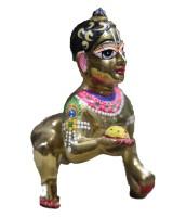Laddo gopal in asth dhatu with pink colour shringar