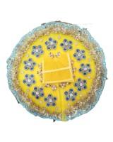 Yellow colour dress with mor flowers for laddo gopal