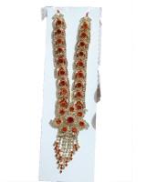 Long mala for radhakrishna in green, orange, pink