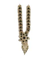 Long mala for radhakrishna in green, orange, pink