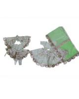 Light Green Sequin & Leaf Pattern Radha Krishna Dress With Intricate Embroidery