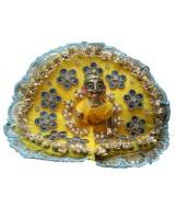 Yellow colour dress with mor flowers for laddo gopal