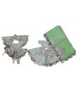 Light Green Sequin & Leaf Pattern Radha Krishna Dress With Intricate Embroidery
