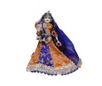Beautiful radhakrishnan with shringar with handmade light poshak in royal blur and Orange colour combination 