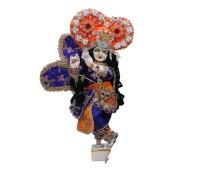 Beautiful radhakrishnan with shringar with handmade light poshak in royal blur and Orange colour combination 