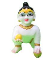 White Marble Baby Krishna With Yellow Butter Ball Laddu Gopal Idol