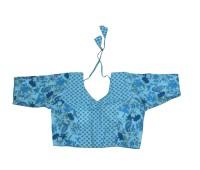 Elegant Floral Printed Sky Blue Gopi Dress with a 7-Meter Flare, Radha Krishna Gopi Dress