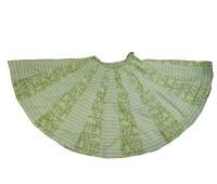 Elegant Floral Printed Parrot Green Gopi Dress with a 7-Meter Flare