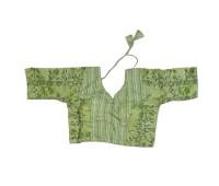Elegant Floral Printed Parrot Green Gopi Dress with a 7-Meter Flare