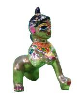  Vibrant Gold Baby Krishna Hand-Painted Blue Eyes & Pink Cheeks