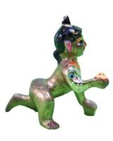  Vibrant Gold Baby Krishna Hand-Painted Blue Eyes & Pink Cheeks
