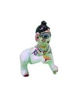 Unique White Laddu Gopal Idol With Vibrant Hand-Painted Details Colorful Baby Krishna Statue