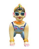 Radha Rani in asth dhatu with body skin paint in blue colur dress paint