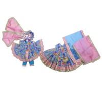 Radha Krishna Yugal Jodi Dress Set, Blue Printed  Poshak with Pagdi for Janmashtami & Daily Pooja