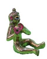 Elegant Brass Krishna Flute Player Idol In Sitting Pose Depicting Bal Gopal As Murli Manohar