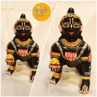 Brass Black Painted Laddu Gopal Kanha ji Murti Statue Bal Gopal Idol I Multicolor Hand Painted Modern LADDU Gopal JI | Full SHRINGAR KANHA JI Idol for Pooja