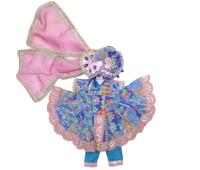 Radha Krishna Yugal Jodi Dress Set, Blue Printed  Poshak with Pagdi for Janmashtami & Daily Pooja
