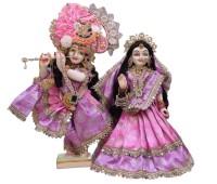 Beautiful radhakrishnan with shringar dress in pink colour with beautiful AD shringar 