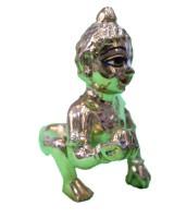 Golden Brass Laddu Gopal Idol Crawling Baby Krishna Murti