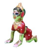 Laddu Gopal Idol In Red Dress Hand-Painted Baby Krishna Statue