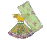 Radha Krishna Heavy Dress | Poshak for Yugal Jodi in yellow green 