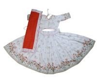 Beautiful Lotus & Cow Print Gopi Dress in an elegant White & Orange combination.