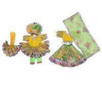 Radha Krishna Heavy Dress | Poshak for Yugal Jodi in yellow green 