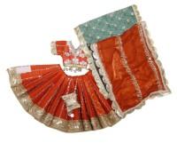 Radha Krishna Yugal Jodi Dress Set, Red Printed Cotton Poshak with Pagdi for Janmashtami & Daily Pooja