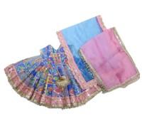 Radha Krishna Yugal Jodi Dress Set, Blue Printed  Poshak with Pagdi for Janmashtami & Daily Pooja