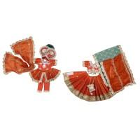 Radha Krishna Yugal Jodi Dress Set, Red Printed Cotton Poshak with Pagdi for Janmashtami & Daily Pooja
