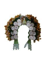 Adjustable Chandrika for Radha Rani Made with flowers and stone patch available in blue, green, pink, orange .