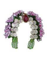 Adjustable Chandrika for Radha Rani Made with flowers and stone patch available in blue, green, pink, orange .