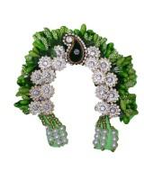 Adjustable Chandrika for Radha Rani Made with flowers and stone patch available in blue, green, pink, orange .