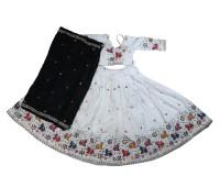Beautiful White Elephant Print Gopi Dress, Perfect For Festivals, Garba & Dandiya Nights