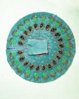 Peacock Green Laddu Gopal Dress with Designer Stone and Leaf Motif Work