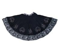 Elegant Black Printed Gopi Dress with Sequence Work and a 5-Meter Flare, Perfect for Garba & Dandiya Nights