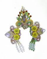 Chandrika for radha rani in blue, green, yellow colour 